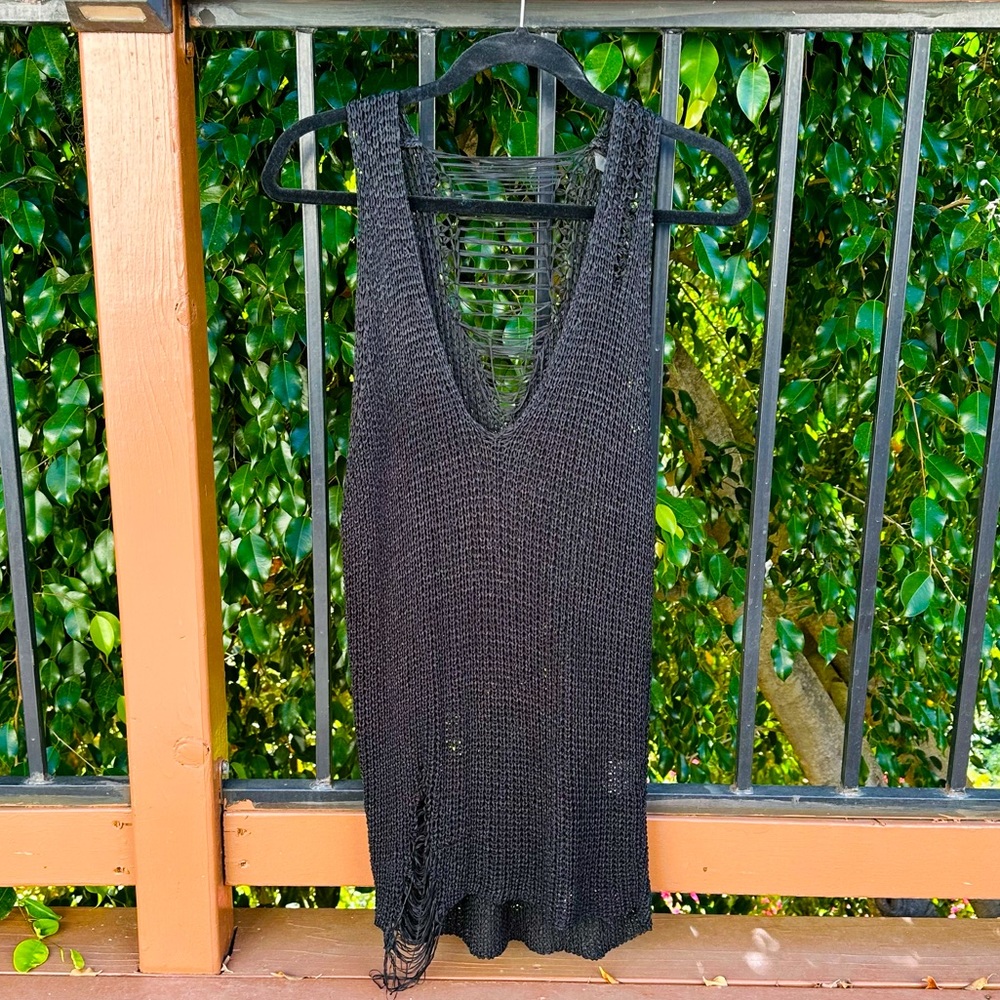Black Slinky Tank Dress - XS